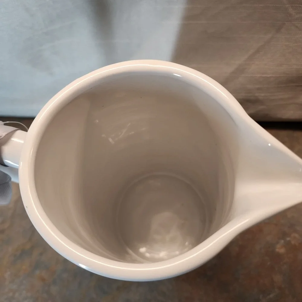 Modern Southern Home Stoneware White Glazed Water/Tea Pitcher Serving (S21)